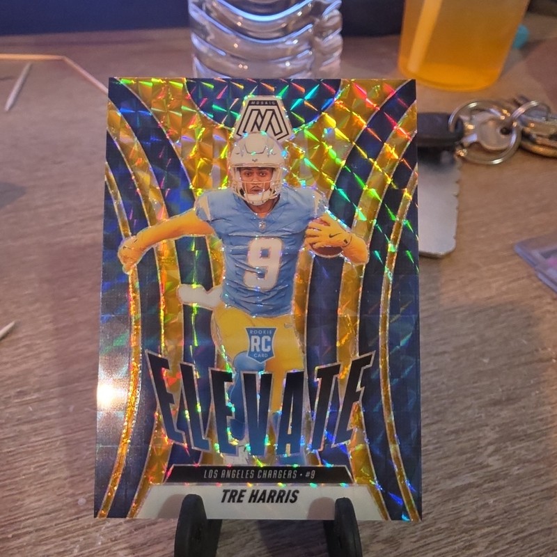 Panini 2025 Mosaic Elevate Tre Harris Reactive Yellow Prizm /89 RC Chargers