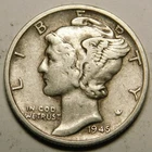 1945 S Mercury Dime 90% Silver VF-EF "Actual Coin Pictured - Not Cleaned"