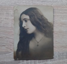 1900s Long Hair Woman Antique Cabinet card Cute Lady Girl Vintage Original Photo