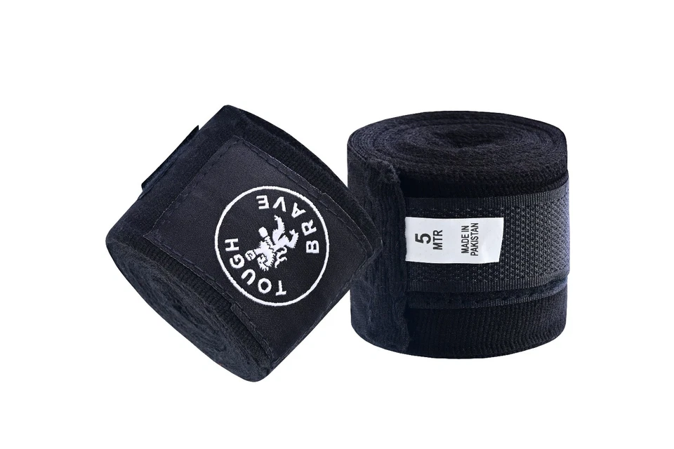 Жесткий храбрый 4-Pack бокса / MMA руки обертки - 5 м эластичный хлопок запястье и костяшки - Изображение 4 из 4