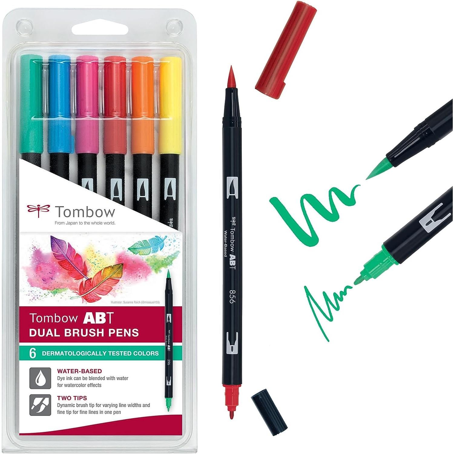 TOMBOW ABT Set de 6 Feutres Dessin Double Pointe aux Couleurs Pastel