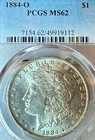1884-O MS62 Sweet Surfaces PCGS New Orleans Mint Morgan Silver Dollar