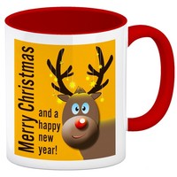 Rentier Motiv Und Spruch Kaffeebecher Rot In Orange Zum Thema Weihnachten