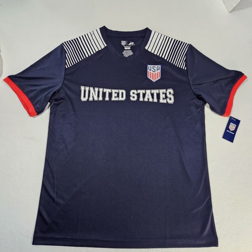 Maillot de football poly bleu marine États-Unis Icon Sports USMNT grand jour de match neuf avec étiquette - Photo 2/10