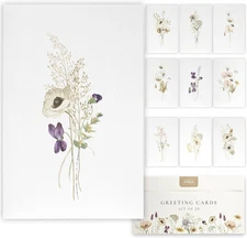 Assorted Get Well Blank Note Cards Set of 20 with Envelopes - 4X6 Flower Design