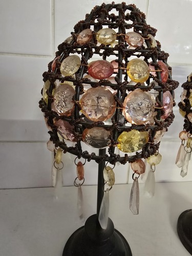 2 African Moroccan Jewel Droplet Shade Table Lamp Tealigh Candle Lampshade X2 - Picture 7 of 16