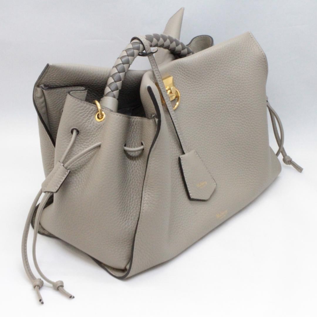 Mulberry Iris 2Way Shoulder Bag Taupe Leather Gold Strap Clochette