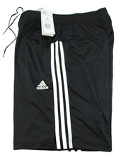 New ADIDAS 3-Stripe Men's S Black /White Stripes 2 Zippered Front Pockets Shorts