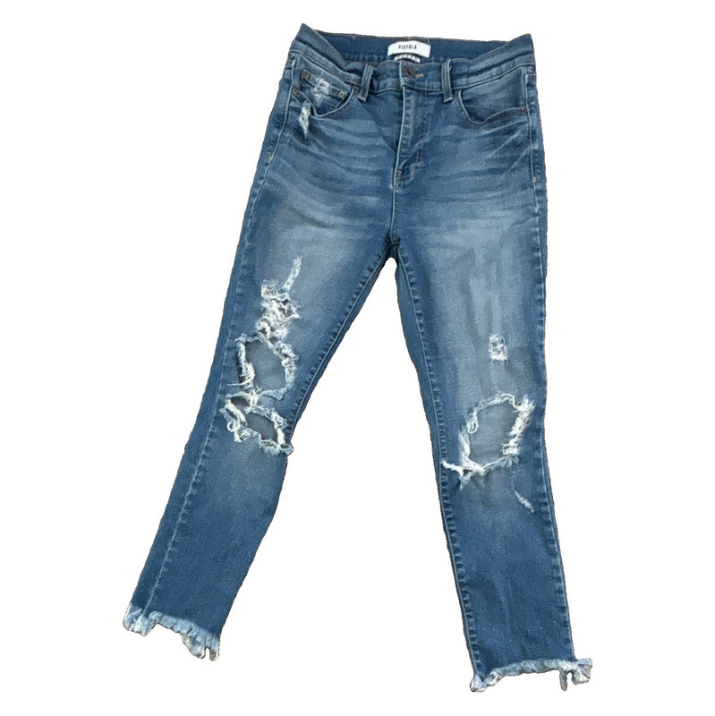 Pistola Women’s Blue Medium Wash Distressed Skinny Mid Rise Stretch Jeans 27