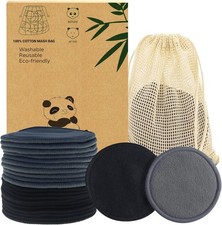 Reusable Makeup Remover Pads 20 paper box size 10 16 4cm, Dark Grey and Black