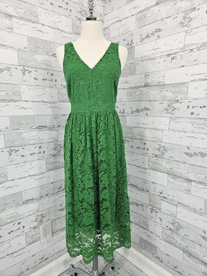 #ad #ad Simply Vera Wang Womens Medium Green Lace Sleeveless Midi Dress $24.65