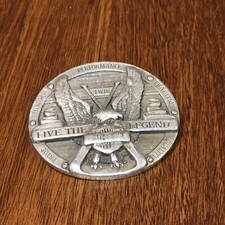 Vintage 90's 1990 Harley Davidson Metal Belt Buckle Bald Eagle Live The Legend