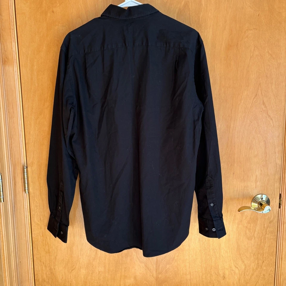 Camisa negra de manga larga con botones Lacoste para hombre talla 38 Foto 2 de 4