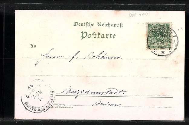 Lithographie Bitterfeld, Kirchstrasse mit Geschäften, Realschule, Wasser-Turm - Bild 2 von 2