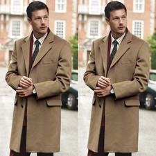 Cashmere Men's Long Overcoat Winter Outdoor Wear Wool Warm Casual Jacket Coat