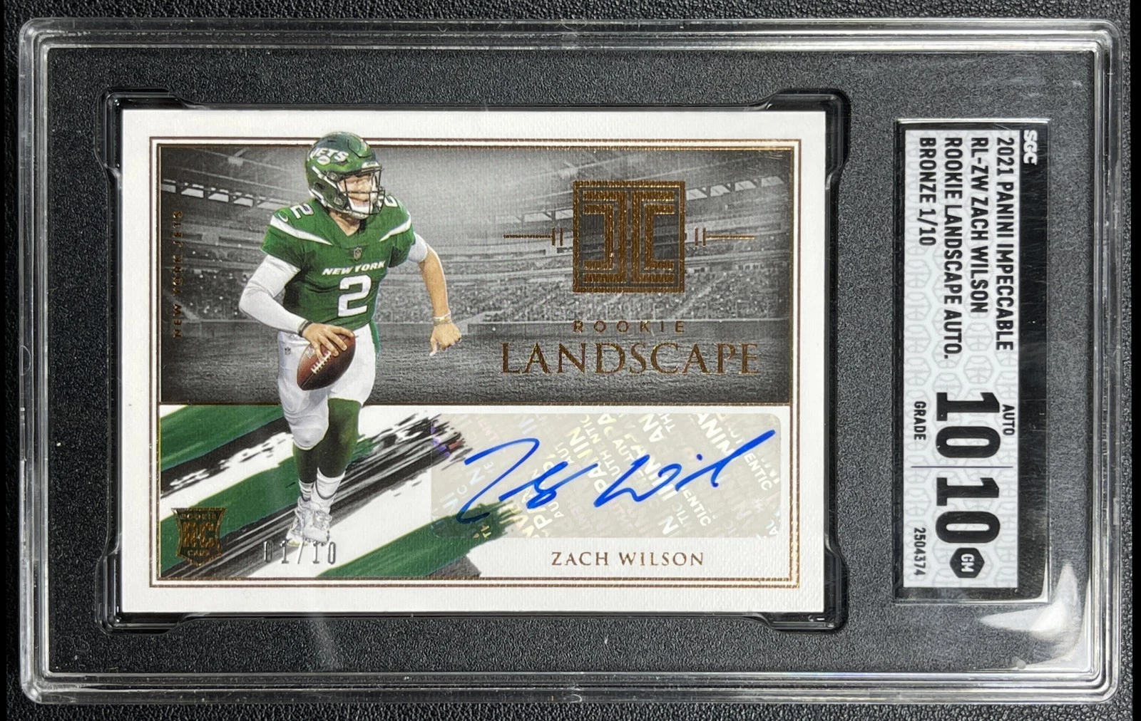 Zach Wilson Panini Impeccable Rookie Landscape Autographs #RLZW Bronze