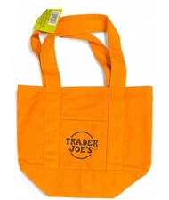 FREE SHIP Trader Joes Halloween Trick or Treat Mini Canvas Tote Bag Orange