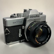 Minolta SRT101 35mm SLR Film Camera With MC Rokkor-X PF f1.7 50mm standard lens.