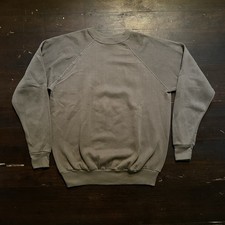 Vintage 80s Blank Crewneck Sweatshirt TULTEX Large Raglan Grey/Brown