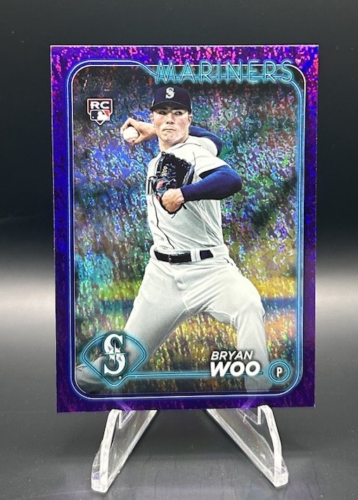 2024 Topps Bryan Woo Rookie Purple Foil /799 #12 Seattle Mariners