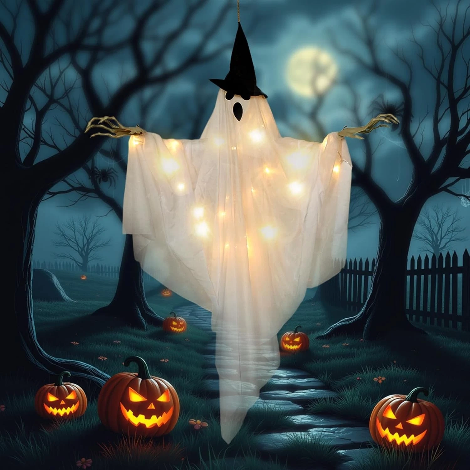 Easy Joy Hanging Swing Ghost Halloween Decoration Large Indoor Outdoor Spooky Pr