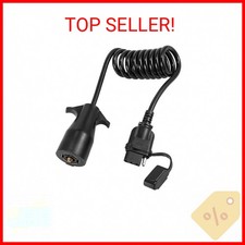 X AUTOHAUX 4.5ft 7 Way Round to 4 Way Pin Flat Trailer Coiled Wiring for Vehicle