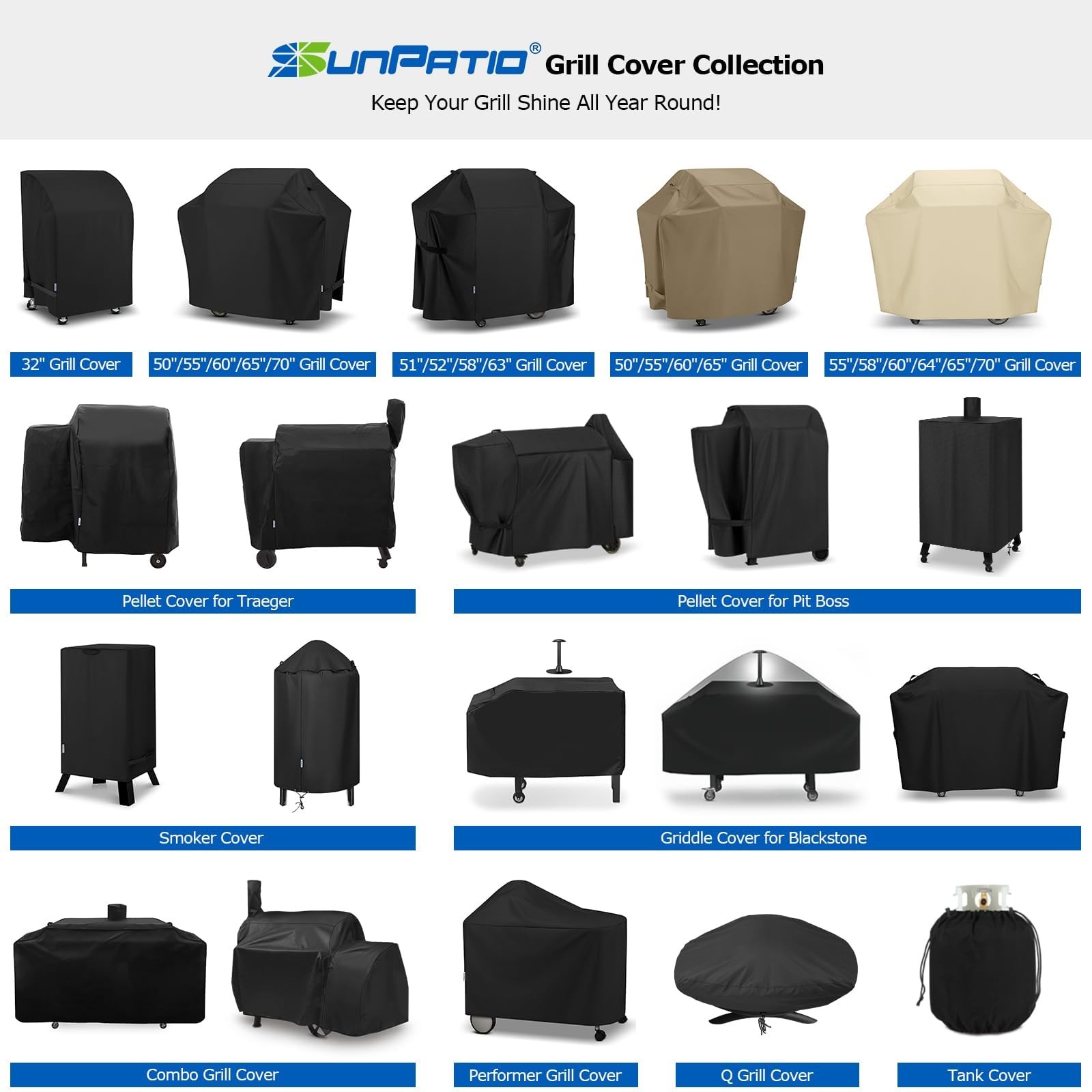 Round Bullet Smoker Cover 30 Inch, Heavy Duty Waterproof Pit Barrel Grill Cov...