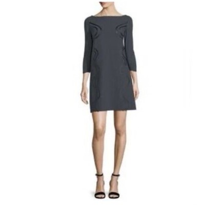 Chiara Boni La Petite Robe Black Laser Cut Wave Shift Dress IT 50 US 14 2020s