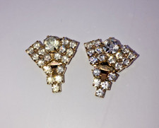 Signed BLUETTE MADE IN FRANCE Vintage Rhinestone Shoe Clips