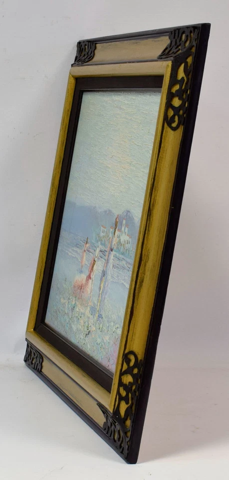 20. Jh. Altes Gemälde, Drei Frauen in mediterraner Landschaft, Öl, 68 x 58 cm - Bild 4 von 4