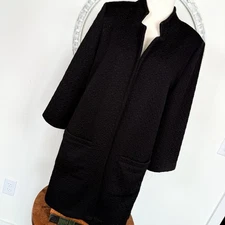 Carole Wren Long Line Textured Stretch Open Front Blazer Jacket Womens Capsule M