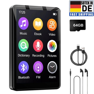 NEU Bluetooth MP3 Player LCD Display HiFi Bass Musik Spieler FM Radio Audio 64GB