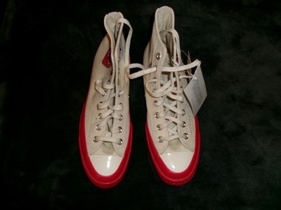 Comme Des Garcons PLAY Converse Chuck Taylor All Star High Top Beige Red New