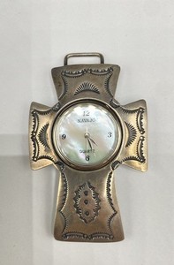 Uncle Sam W. Sterling Silver Clock Cross Pendant 21 g