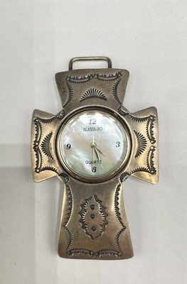 Uncle Sam W. Sterling Silver Clock Cross Pendant 21 g