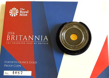 Royal Mint Britannia 2014 UK Fine Gold Proof 1/40 oz Fortieth Ounce Coin