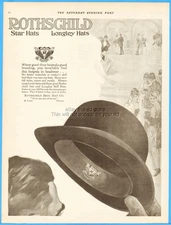 1919 Rothschild Bros Star Longley Hats St Louis Chicago Men's Style Antique Ad