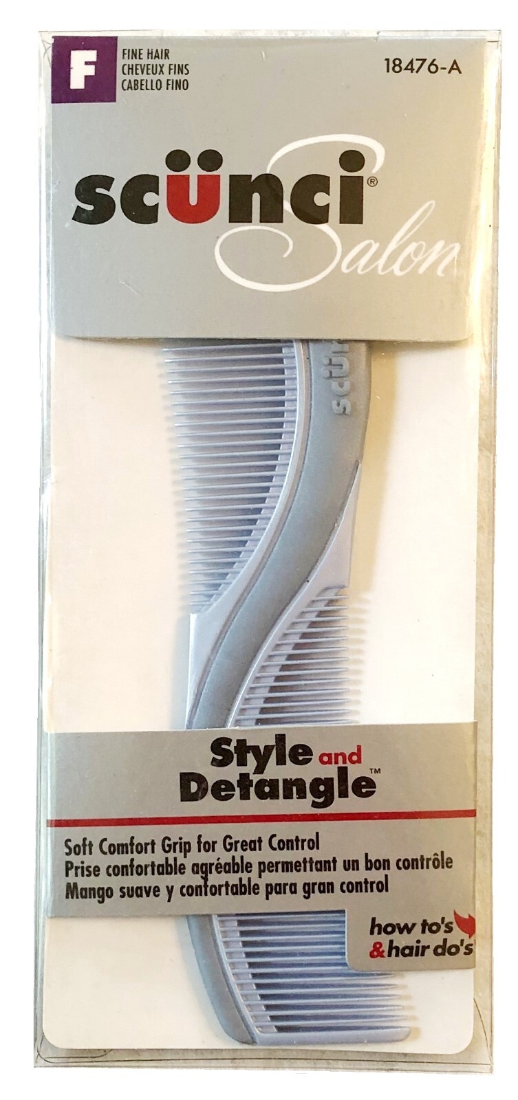 Scunci 5 Inch Salon Style and Detangle Purse Size Comb Blue, New In