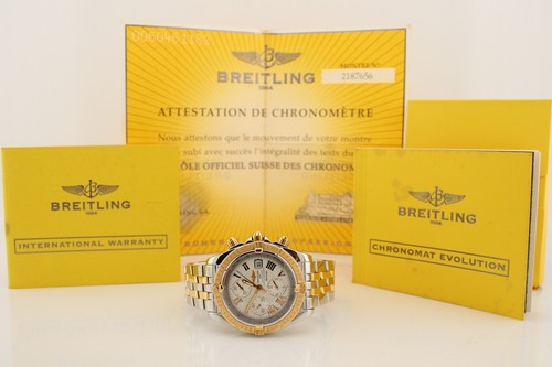 Orologio Breitling Chronomat Evolution quadrante bianco oro rosa e acciaio 44 mm C13356 - Foto 13 di 13