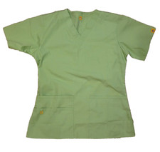 WonderWink Women's Green XS V-Neck Scrub Top Style 6016 Large pockets