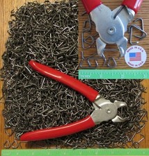 Hog Ringer Pliers  200 Sharp Steel 3/4" Hog Rings Netting, Car Upholstery, etc.