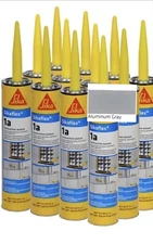 12 Pack Sikaflex 1A Polyurethane Construction Sealant, Aluminum Gray, In Date
