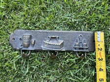 Vintage metal 3 hook coat/key hooks 10  long x 2"