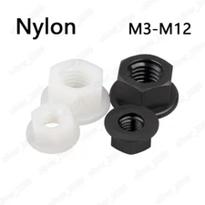 Black White Nylon Plastic Hexagon Nuts With Flange M3 M4 M5 M6 M8 M10 M12