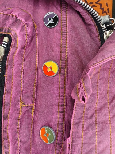 Bogner Vintage Fire And Ice 80s 90s Neon Purple Ski Jacket Enamel Buttons Small - Picture 5 of 19