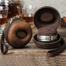 Genuine Leather Single Watch Case Portable Watch Organizer Travel Storage Boxes