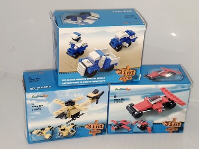 Fun Little Toys Mini Building Blocks Sets 3 In 1 Creator Kids Prizes Lot 3. NEW 