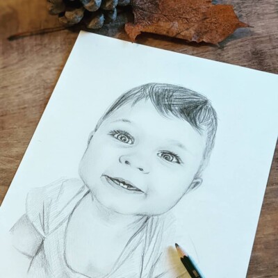 Portrait Zeichnung A3 2Personen nach Fotovorlage nach Foto Bleistift 