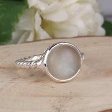 Gray Moonstone Twisted Band Ring 925 Sterling Silver Engagement Ring Jewelry