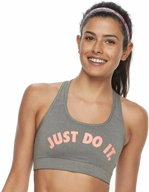 NIke Victory Grey/Peach Compression Medium-Impact Sports Bra (924813 -091)  XS